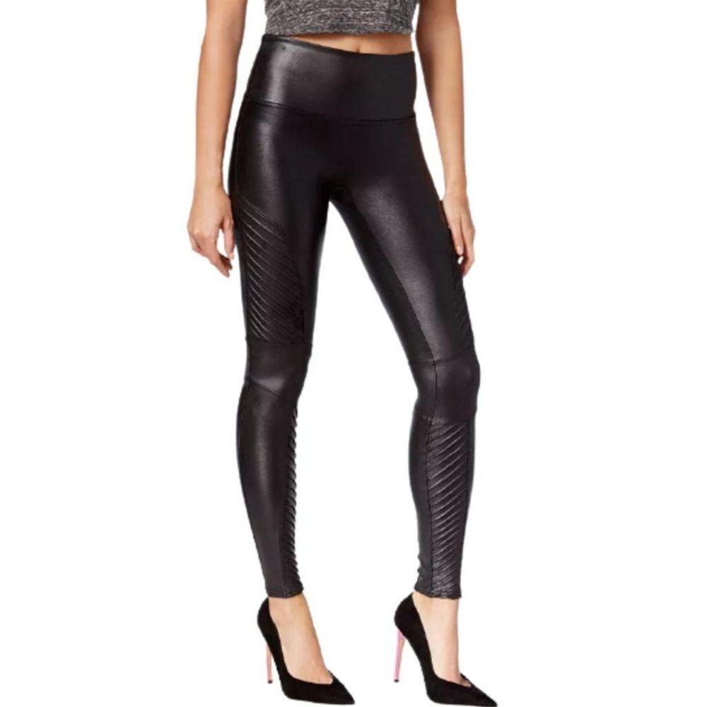 Women's Faux-Leather Moto Tummy Control Leggings
